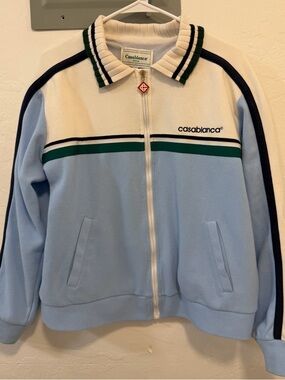Casablanca Tennis Club Zip Track Jacket Blue White Green Size Small